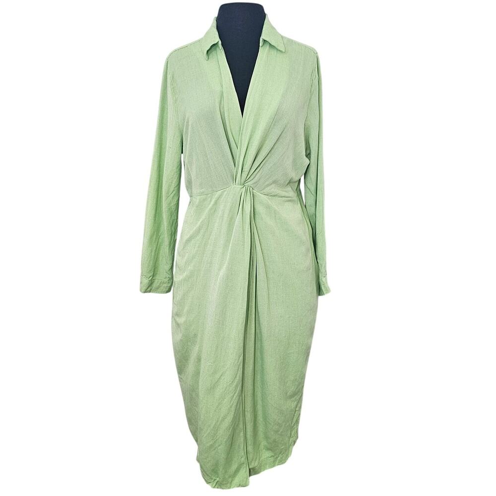 Versona pencil dress long sleeve soft green sz 12